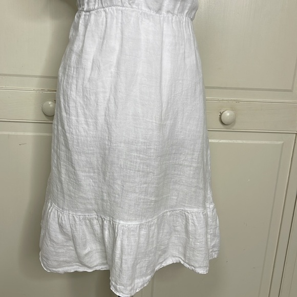 Valentina Naldi Womens White One Shoulder Ruffle 100% Linen Dress Sz S - Picture 3 of 9